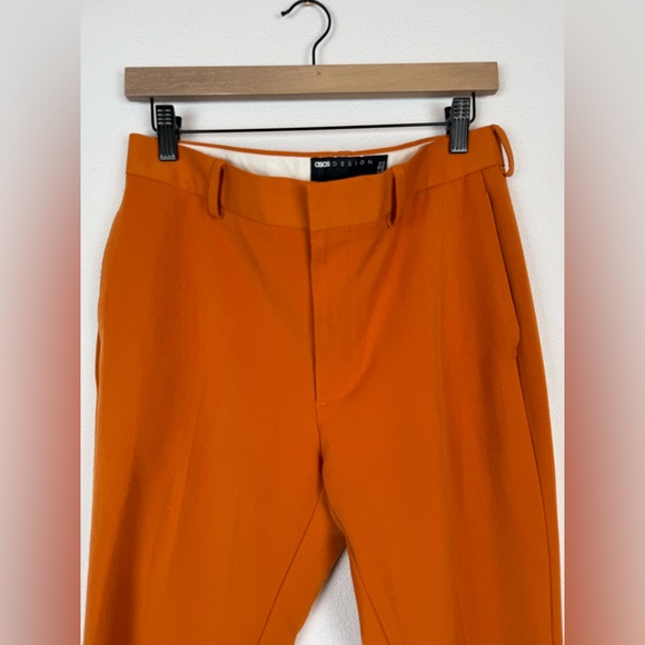 ASOS DESIGN Skinny Flared Smart Pants Orange W32 L32 - Picture 3 of 11